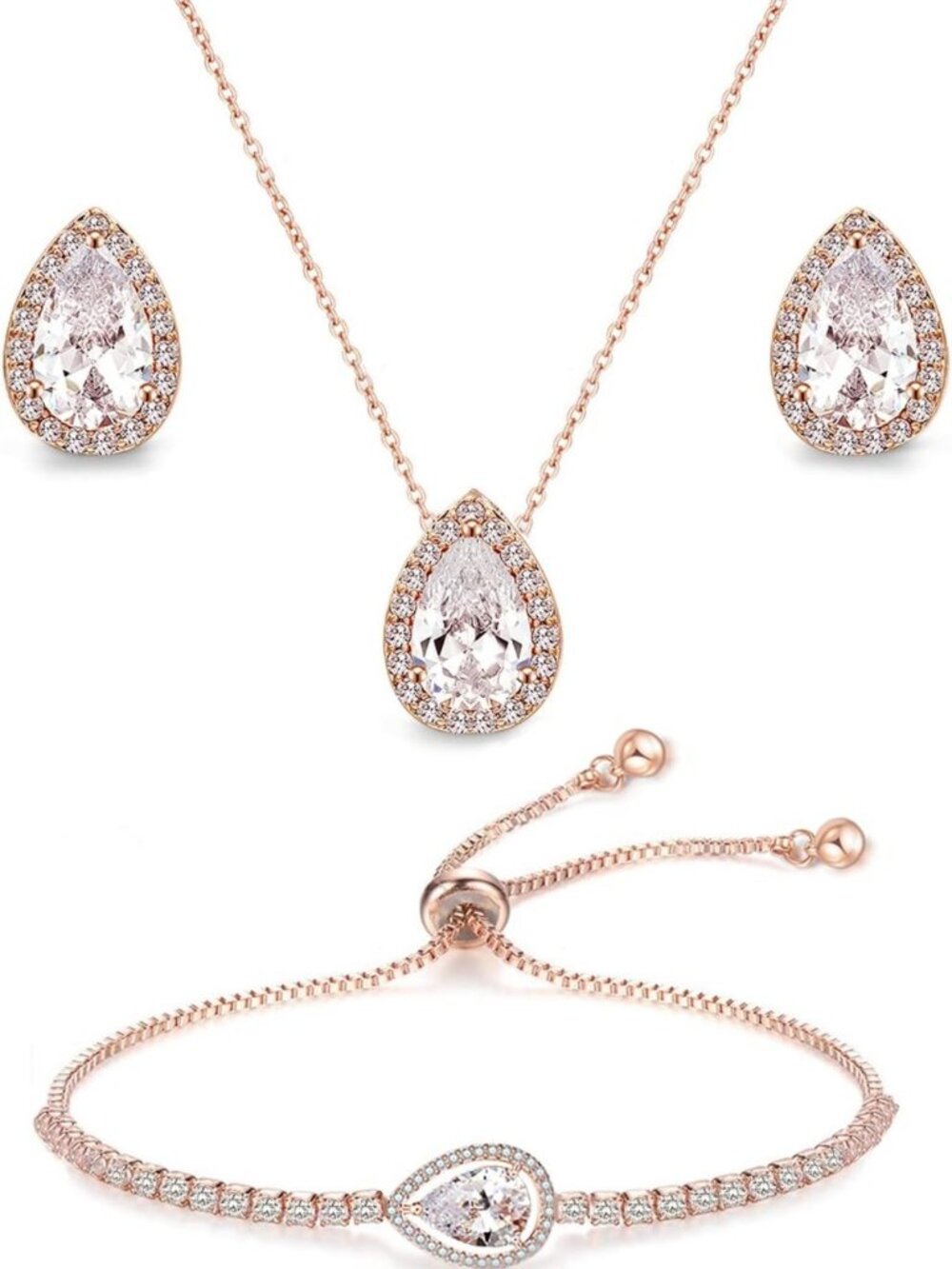 Elegant Teardrop CZ Jewelry Set for Women - Perfect Bridesmaid, Wedding & Prom